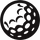 Simple black golf ball icon with stylized dimples, perfect for branding or navigation elements.