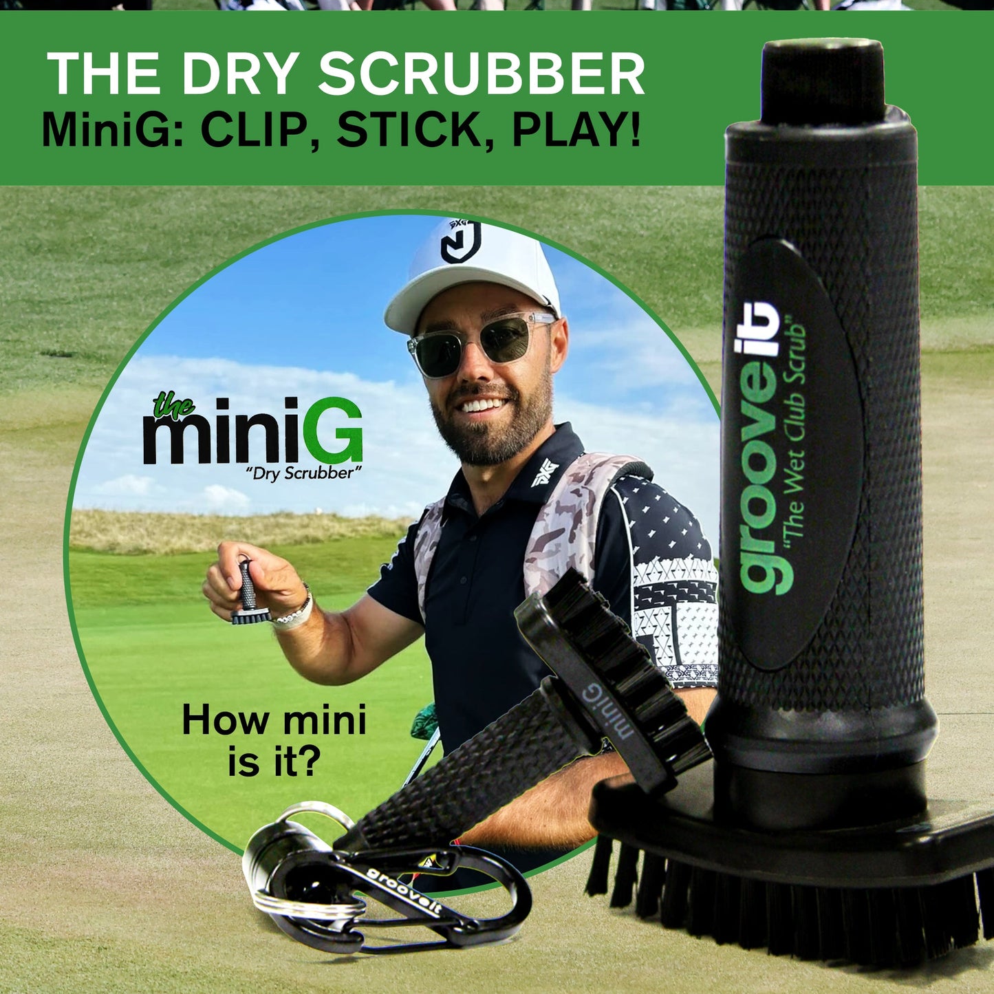 miniG - Grooveit "The Wet Club Scrub" - #golf_club_cleaner# - #golf_club_brush# - #golf_brush# - #grooveit# - #groove_it_brush# - #grooveit_brush# - #groove_cleaner# - #golf_club_cleaning_brush# - #go